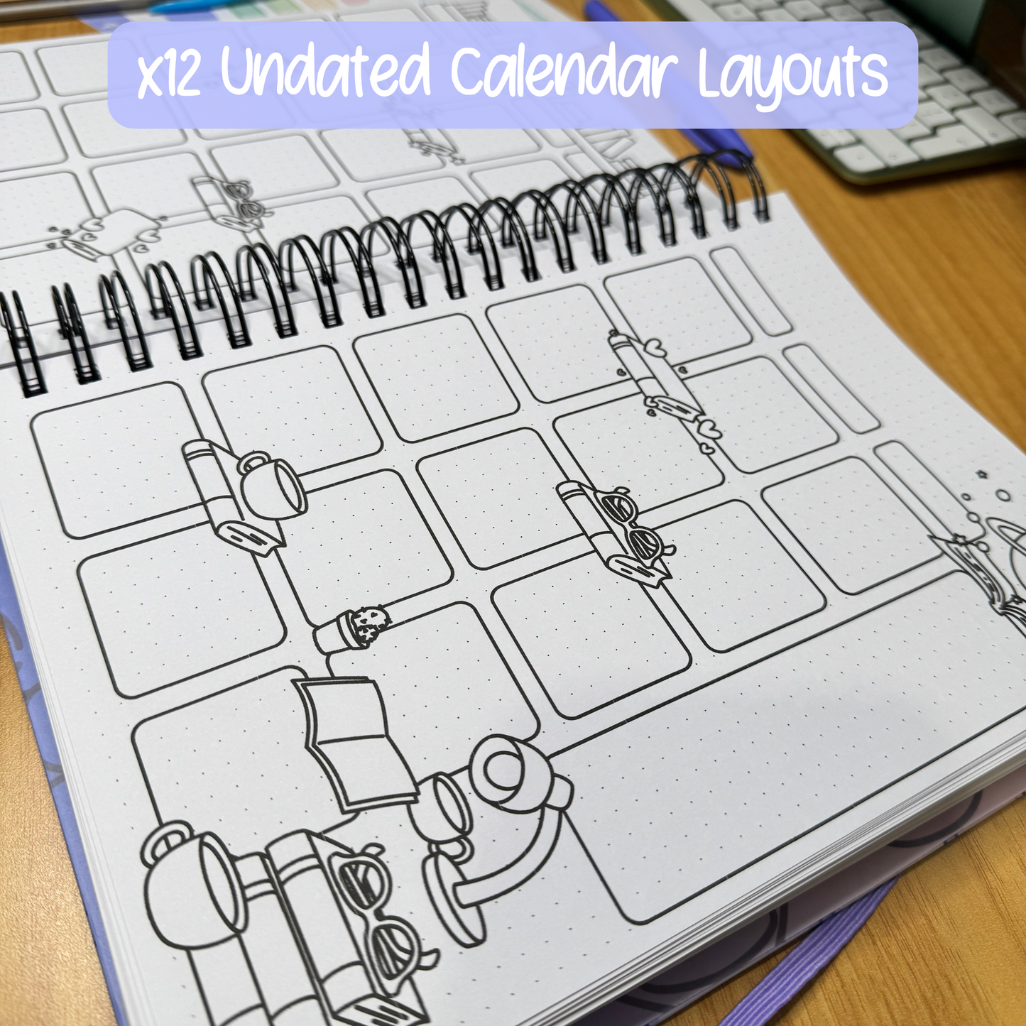 Hobby Illustrated Undated Bullet Journal-Style Planner - Flexible Layout for Creative Planning