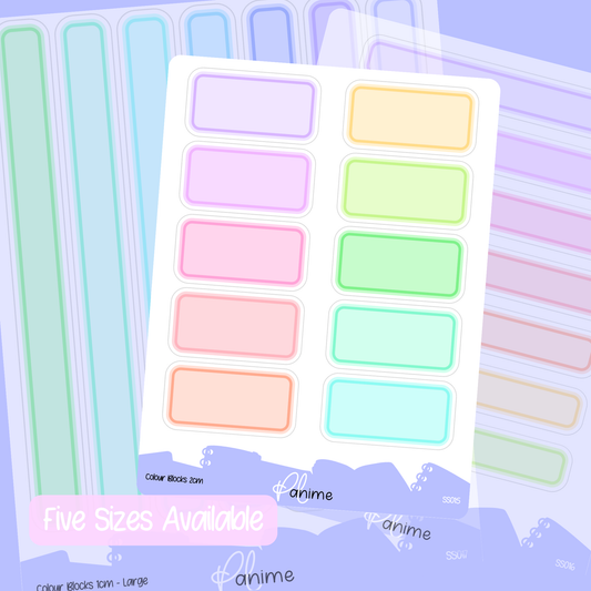Write-on Blocks - Removable Colourful Planner Sticker Sheet - Flexible Productivity Stickers - Writable Paper